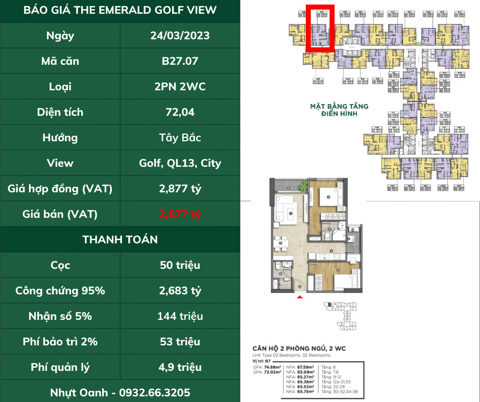 Chuyển nhượng Emerald Golf View